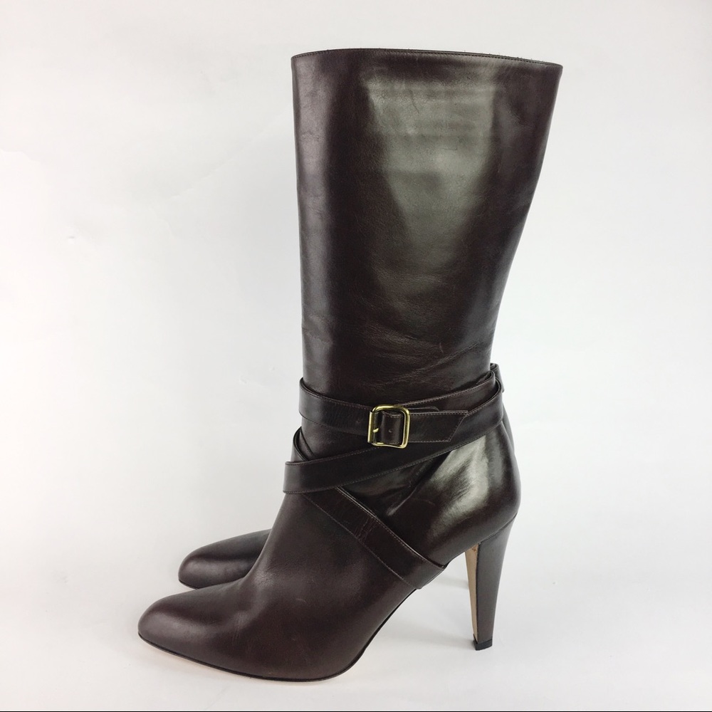 STOP!! 👀 Michael Kors brown leather strappy calf boots 9.5